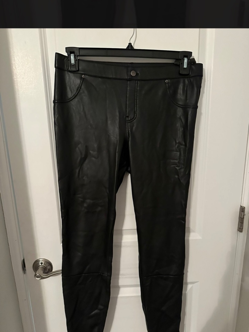 HUE Black Faux Leather Skinny Jeans